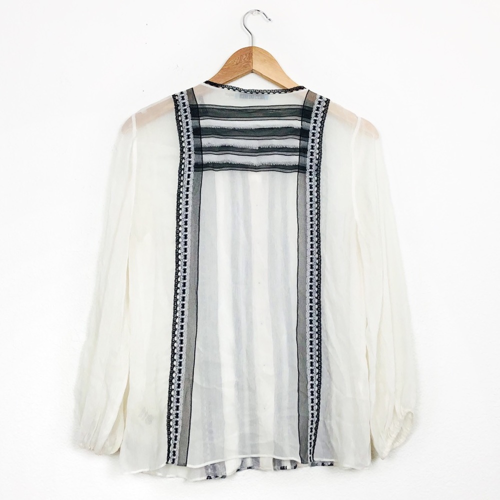 Alice + Olivia Sheer Silk Lace Button Up Blouse - Picture 5 of 10